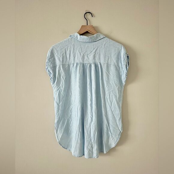Loft Dolman Sleeve Button Front Shirt in Blue and White Stripe - Size S - Picture 5 of 7